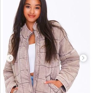 Forever 21 Quilted Jacket FP Dolman Dupe - Tan S